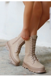 Toir Nude Cilt Bağcıklı Postal