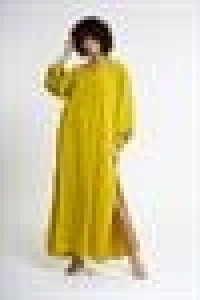 V-Neck Slit Dress | Oil Green