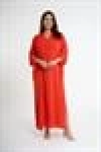 V-Neck Slit Dress | Orange