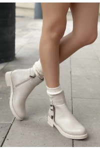 Wiota Bej Cilt Topuklu Bot