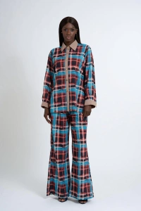 Womens Blue Patterned Suit