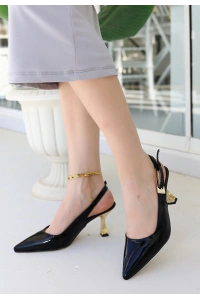 Zalin Siyah Rugan Topuklu Ayakkabı