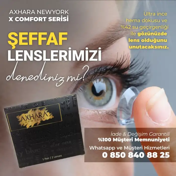 Axhara X Comfort / Miyop ( - ) Numaralı Şeffaf Lens 1 Yıllık