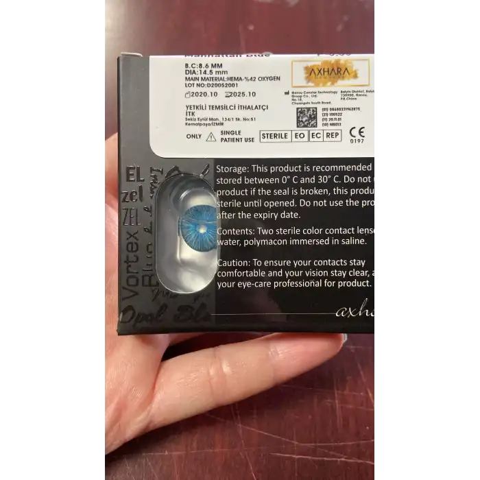 Manhattan Blue / Hareli Mavi Renkli lens / Miyop ( - ) Numaralı