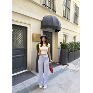 Su Yolu Çizgili kolay Kombinle Ne Bilir Cepli Pantolon - Açık Mavi