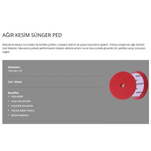 MENZERNA PREMIUM HEAVY CUT  KIRMIZI PASTA SÜNGERİ 150 MM