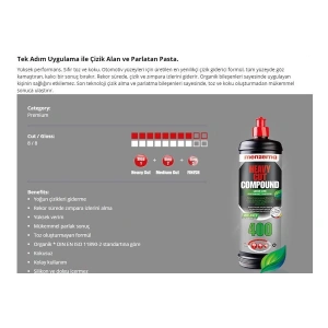 Menzerna 400 Yeşil Seri Fast Gloss Çizik Çıkarıcı Pasta 1lt