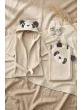 Sevimli Gülen Panda Figürlü Bamboo Bebek Bornoz Seti 0-2 Yaş Kutulu