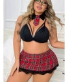 Fantezi Büyük Beden Seksi Okul Kostümü