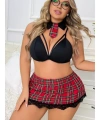 Fantezi Büyük Beden Seksi Okul Kostümü