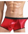 Fantezi Deri Görünümlü Kırmızı Erkek Boxer Tanga