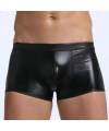 Fantezi Deri Görünümlü Seksi Siyah Erkek Boxer - Fantezi Tanga