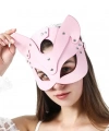 Fantezi Deri Seksi Pembe Kedi Maske Kelepçe Kırbaç Seti ( 3lü Set)