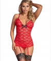 Fantezi Kırmızı Dantelli Seksi Elbise Jartiyer Takımı Düz Jartiyer Çoraplı