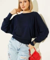 Yarasa Kol Salaş Bluz Lacivert T4273