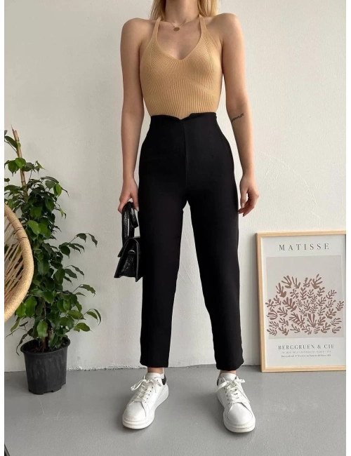 Atlas fletolu pantolon siyah