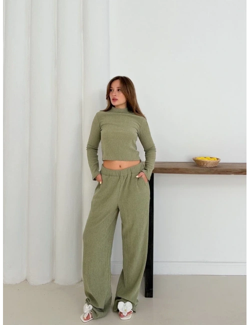 Balıkçı yaka örme takım mint st265865