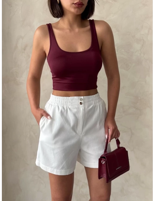 Beli lastikli çift çıtlı şort