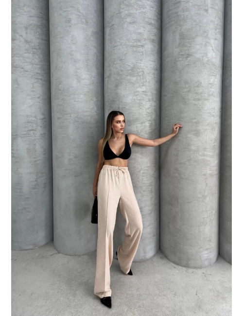 Çımalı keten pantolon