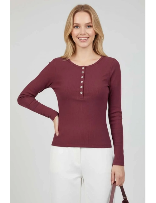 Çıtçıt Detaylı Bluz Mürdüm T4343