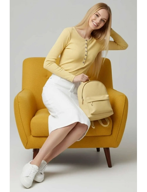 Çıtçıt Detaylı Bluz Sarı