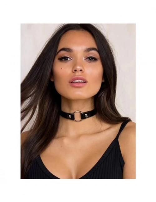 Deri Bayan Halkalı Boyunluk