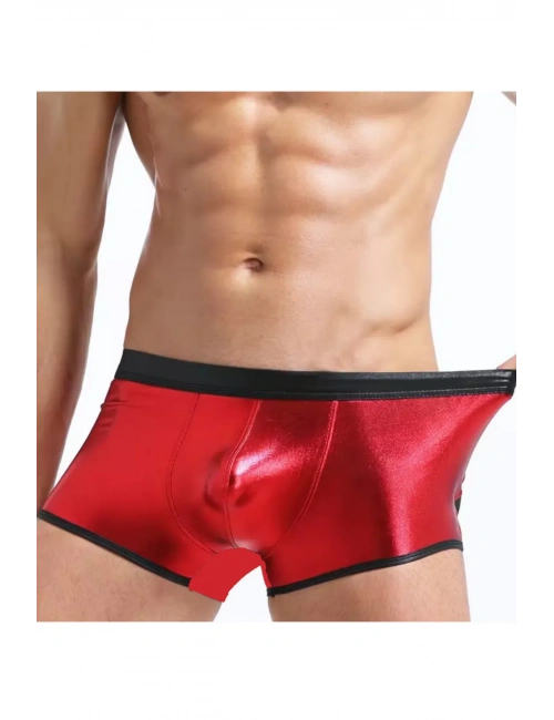 Fantezi Deri Görünümlü Kırmızı Erkek Boxer Tanga