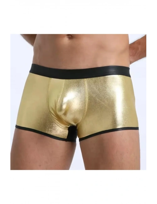 Fantezi Deri Görünümlü Seksi Altın Erkek Boxer - Fantezi Tanga
