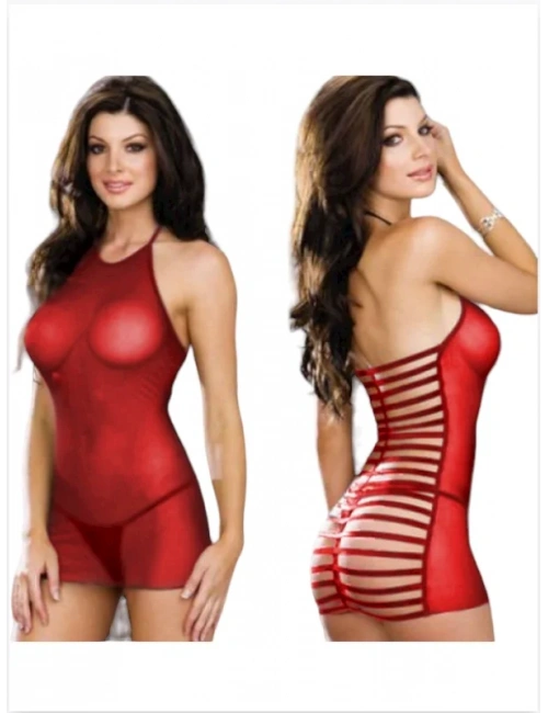 Fantezi Seksi Kırmızı Tül Babydoll Gecelik