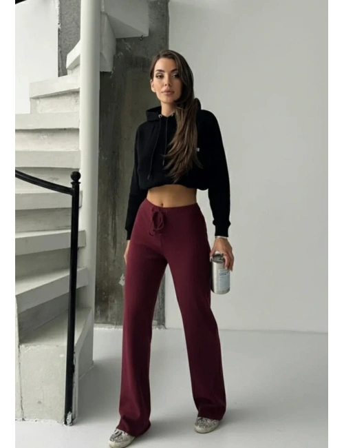 Fit comfort bej salaş pantolon bordo A6011