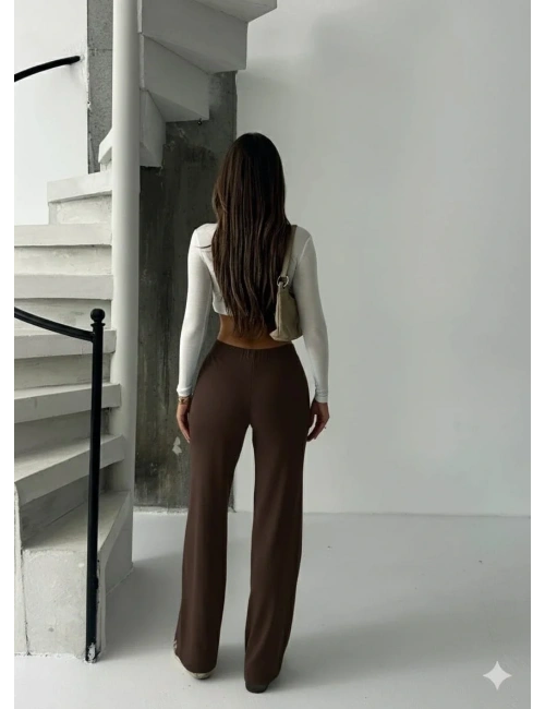 Fit comfort bej salaş pantolon kahve A6011