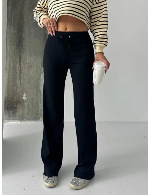 Fit comfort siyah salaş pantolon