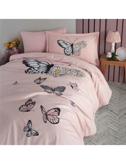 Genç Ranforce Tek Kişilik Nevresim Takımı Daisy Love v2 Somon