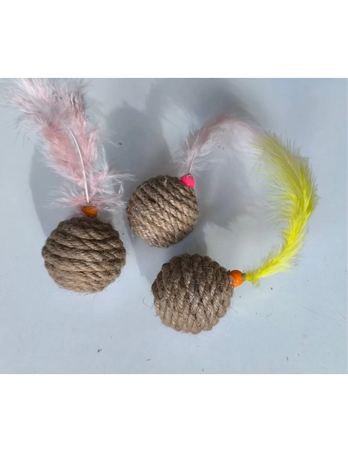 Jut Halat Örgü Kedi Oyun Topu 5 cm