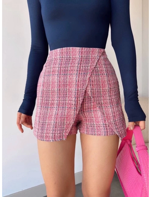 Kapaklı tüvit şort etek kırmızı