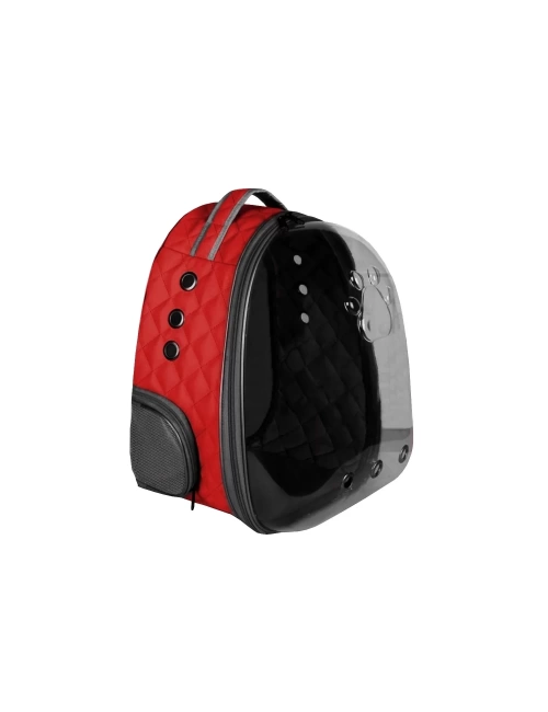 Kapitone Astronot Kedi Köpek Taşıma Çantası 28*32*40 cm Kırmızı