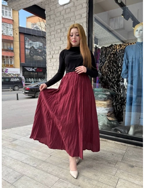 Kraş etek bordo