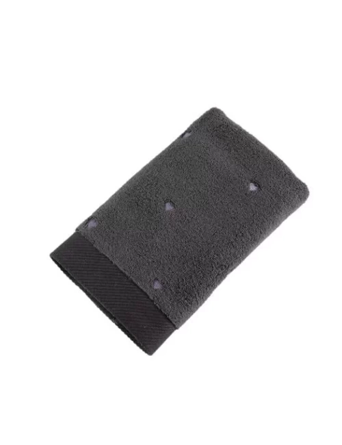 Lubow Love Koyu Gri Lila Nakışlı 50x90 6lı Havlu Seti