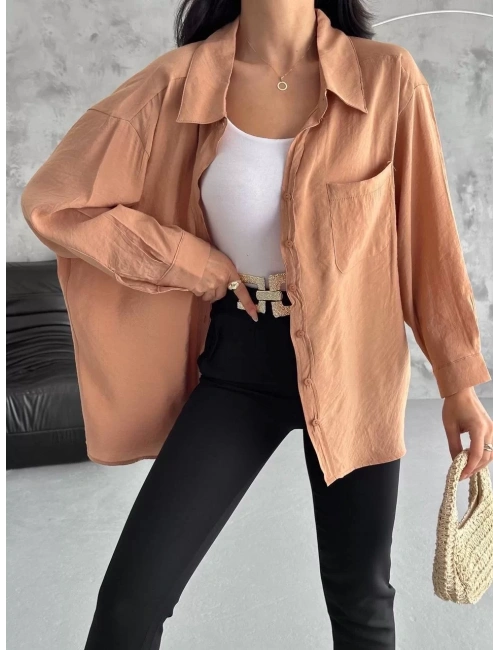 Modal oversize cepli gömlek