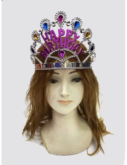 Nessiworld Gümüş Renk Happy Birthday Yazılı Doğum Günü Tacı 60 cm