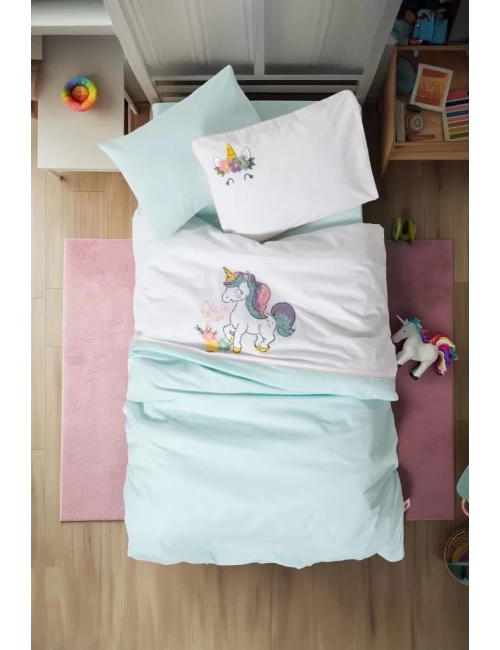 Punch Nakışlı Bebek Nevresim Takımı Doli Mint