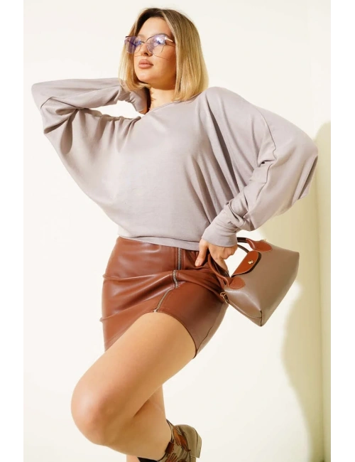 sa Kol Salaş Bluz Vizon T4273