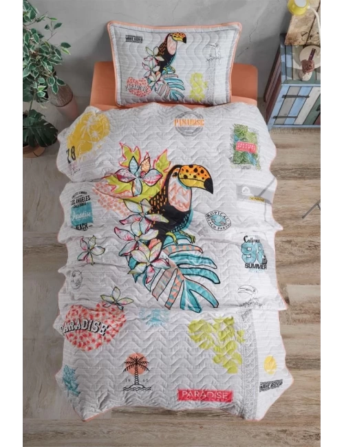 Tek Kişilik Yatak Örtüsü Paradise v1 Somon