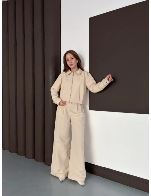 Trenç takım alt üst bej ons