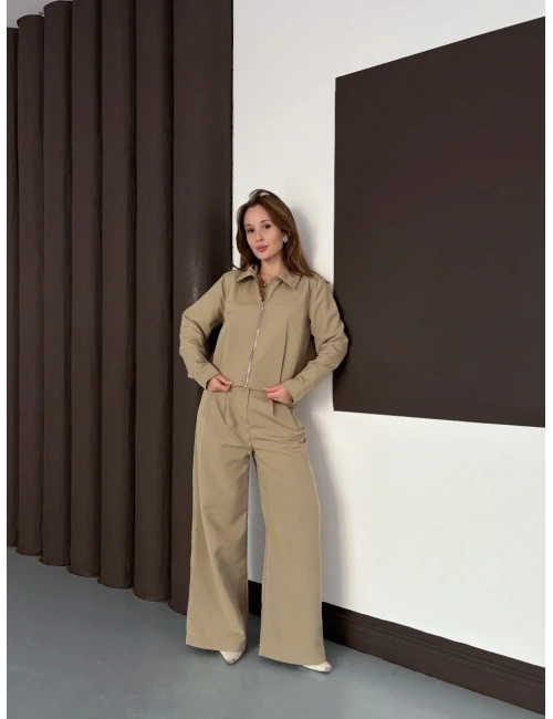 Trenç takım alt üst haki ons