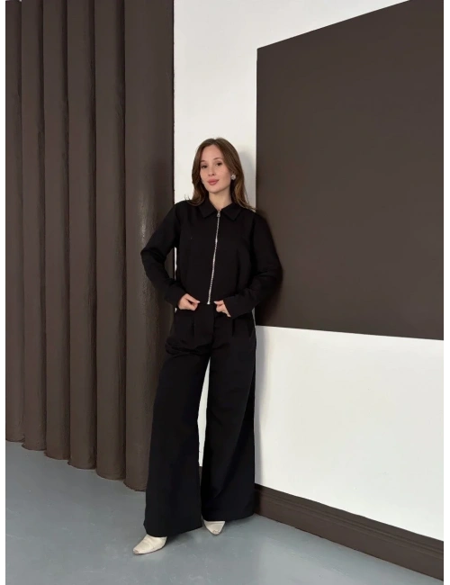 Trenç takım alt üst siyah ons