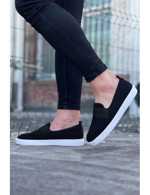 WG061 Siyah Triko Babet Erkek Casual Ayakkabı