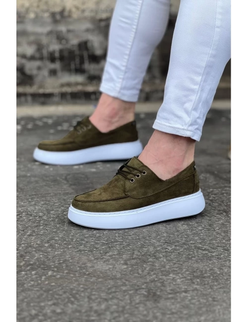 WG508 Haki Süet Ortopedik Taban Erkek Casual Ayakkabı
