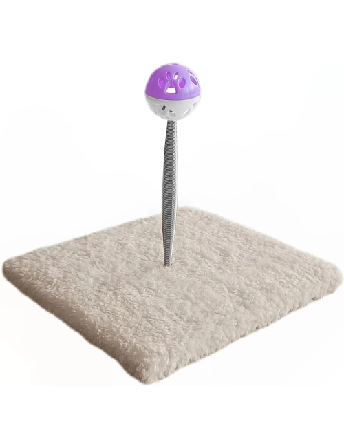Yaylı Toplu Hacıyatmaz Kedi Aktivite Oyuncağı 16-20 cm Krem Rengi