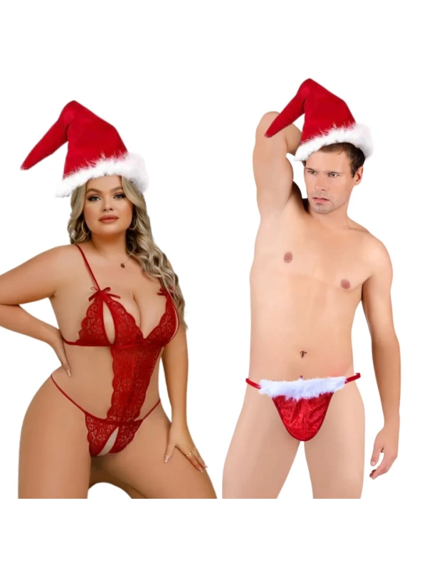 Büyük Beden Seksi Erkek Ve Kadın Yılbaşı Seti